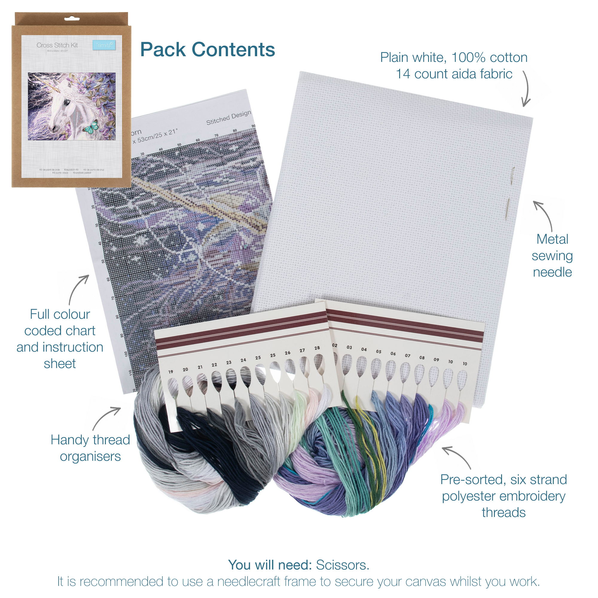 Counted Cross Stitch Kit: Extra Large: Unicorn - Image 3