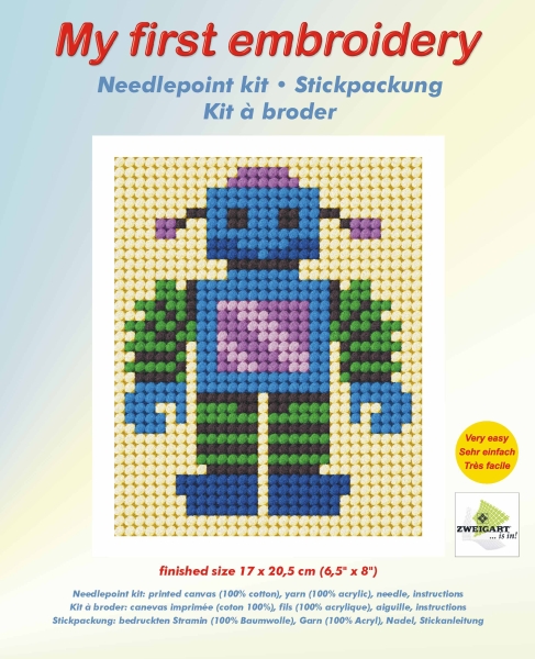 Needlepoint Kit: My First Embroidery: Robot