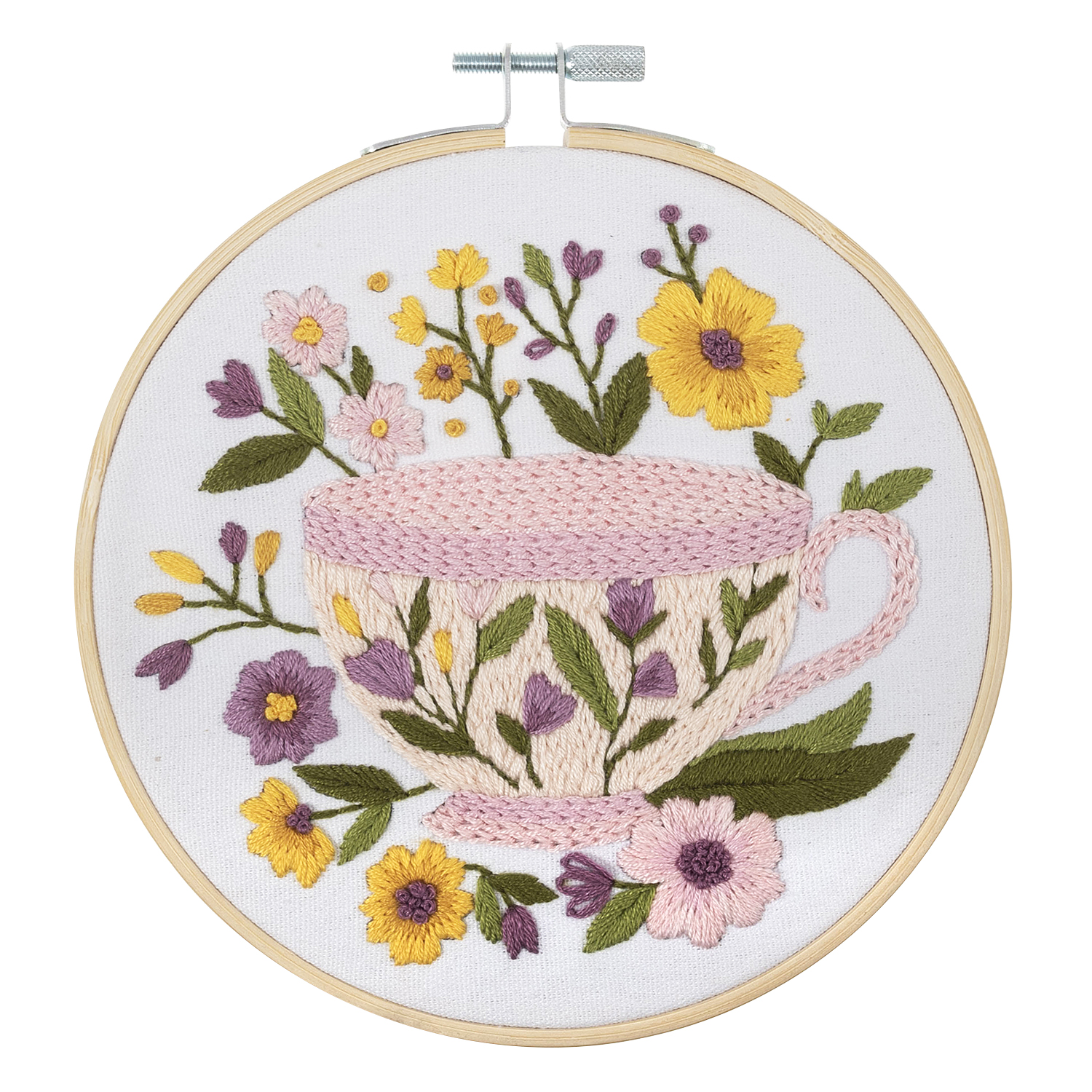 Embroidery Kit with Hoop: Tea Cup - Image 3