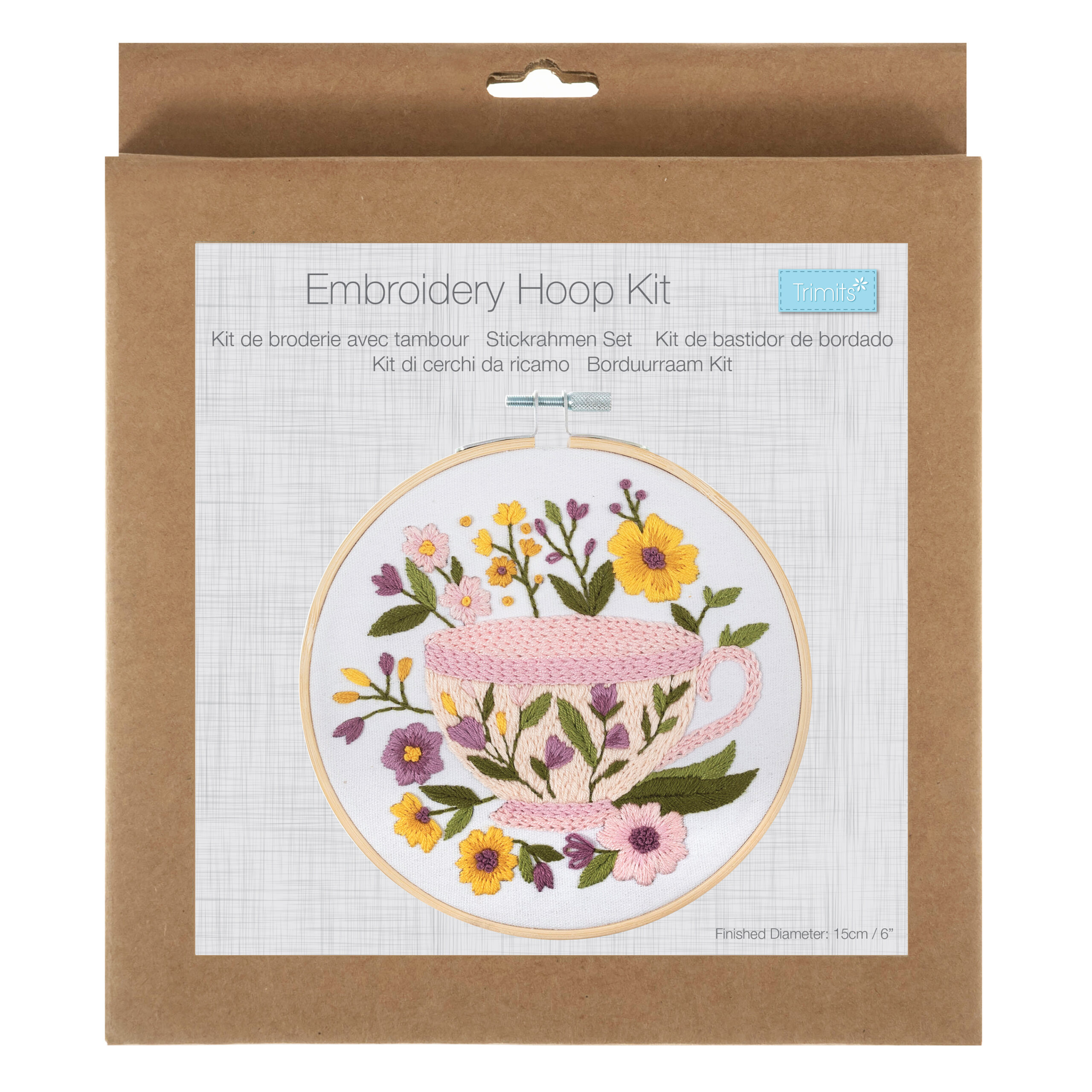 Embroidery Kit with Hoop: Tea Cup