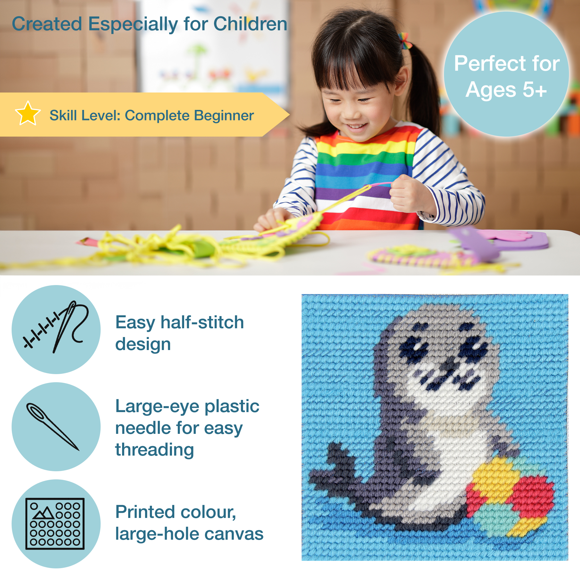 Half Stitch/Tapestry Kit: Children's: Sea Lion - Image 4