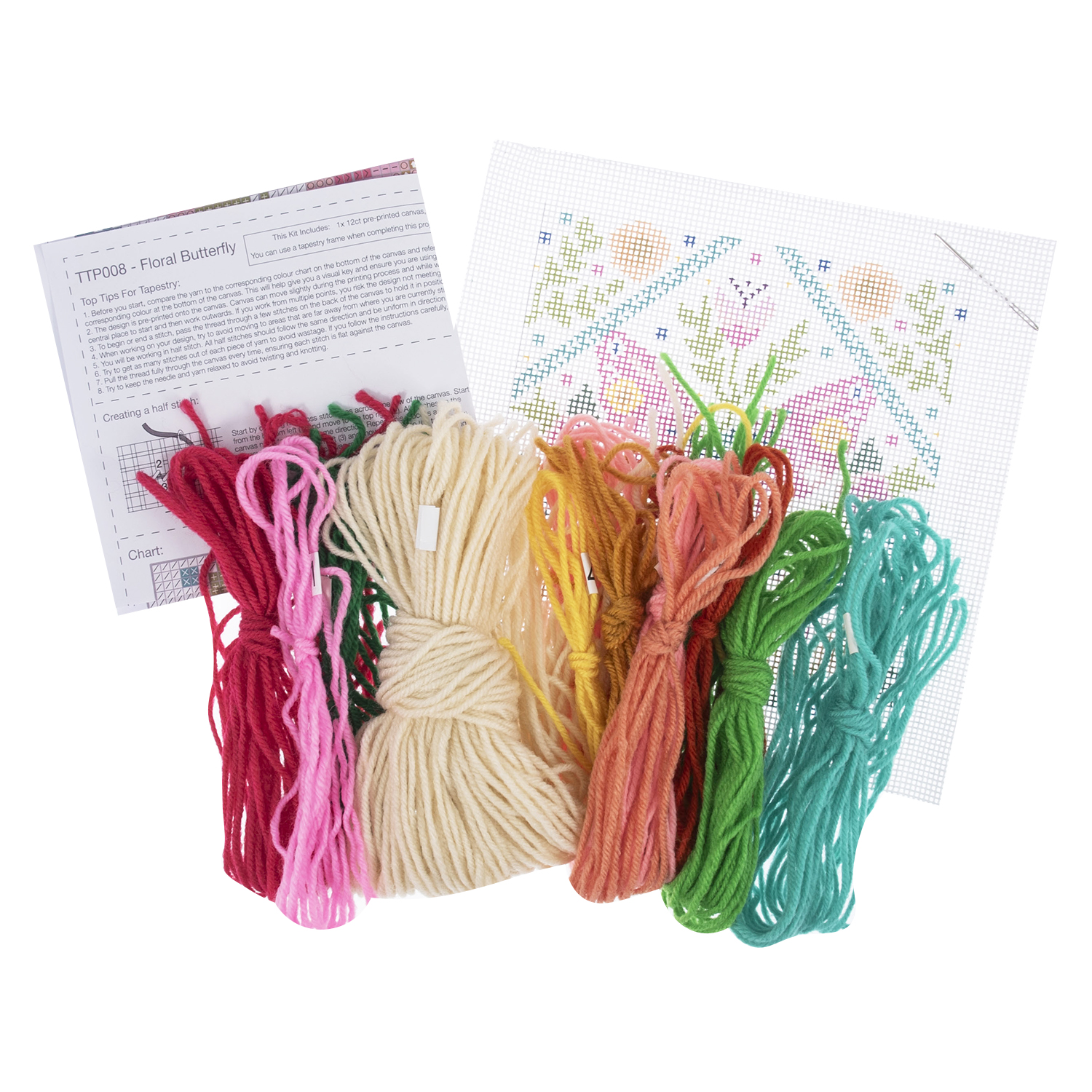 Half Stitch / Tapestry Kit: Floral Butterfly - Image 3
