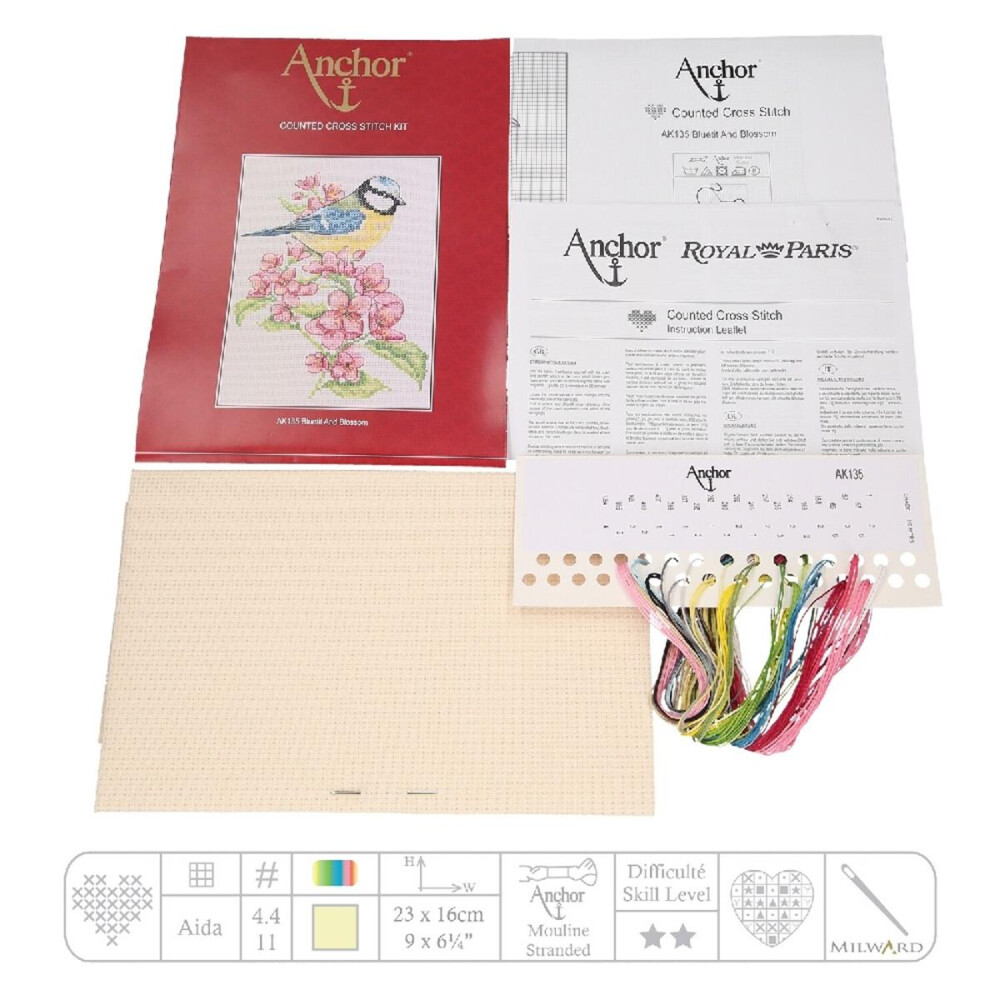 Counted Cross Stitch Kit: Bluetit and Blossom - Image 2