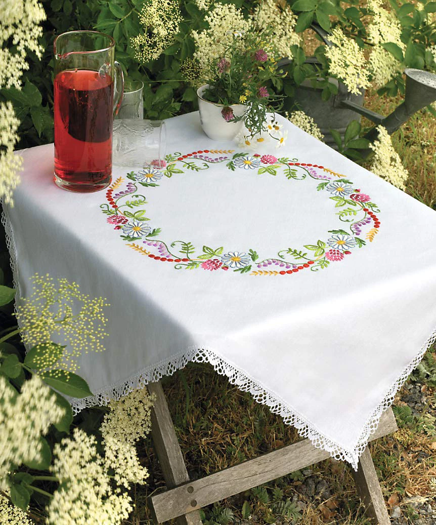 Anchor Embroidery Kit - Summer Flowers Tablecloth - Image 2