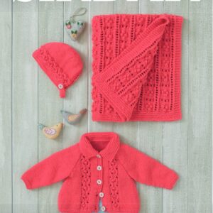 Baby Girl’s Jacket, Bonnet And Blanket In Sirdar Supersoft Aran