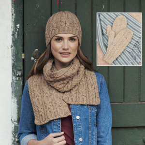Scarf, Hat And Mittens In Hayfield Bonus Aran Tweed