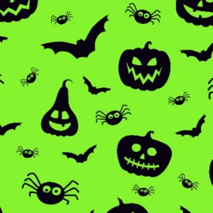 Festive Pumpkins - Green - Polycotton