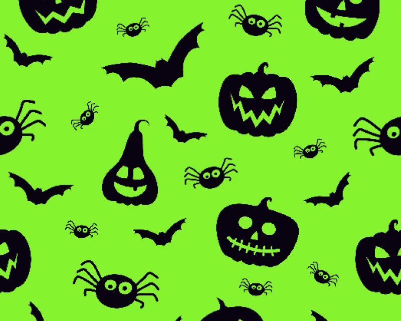 Festive Pumpkins - Green - Polycotton