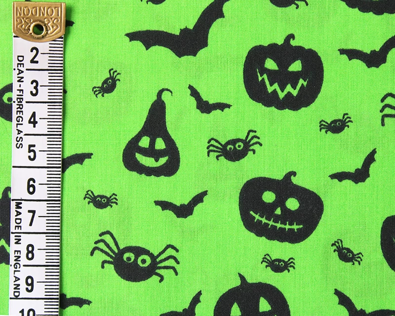 Festive Pumpkins - Green - Polycotton - Image 2