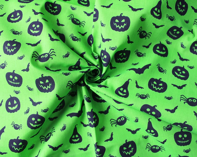 Festive Pumpkins - Green - Polycotton - Image 3