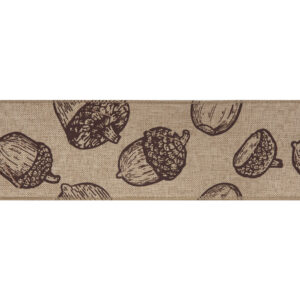 Premium Wire Edge Ribbon: 63mm: Acorns