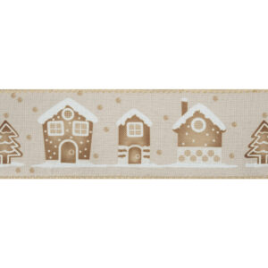 63mm: Gingerbread Wire Edge Ribbon