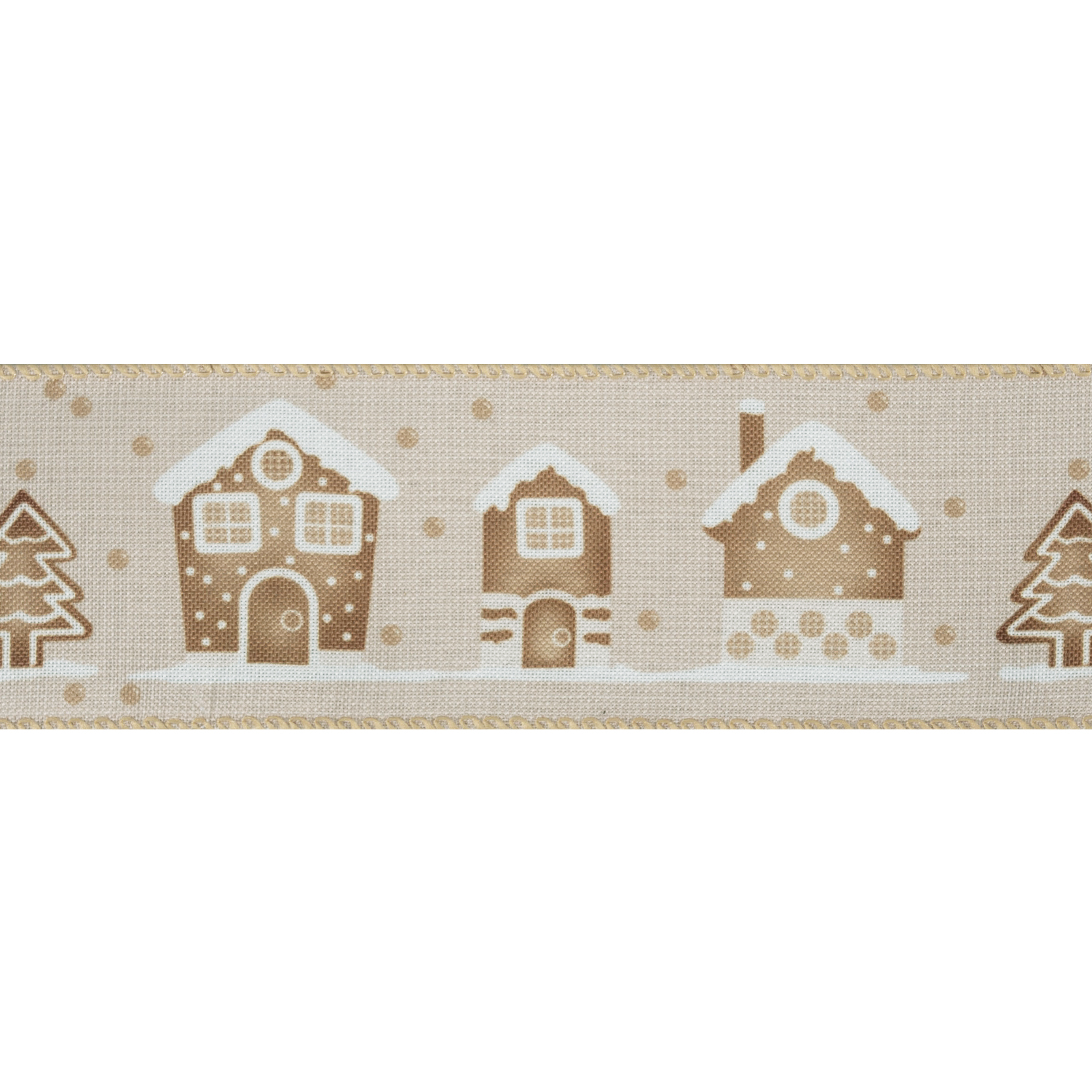 63mm: Gingerbread Wire Edge Ribbon