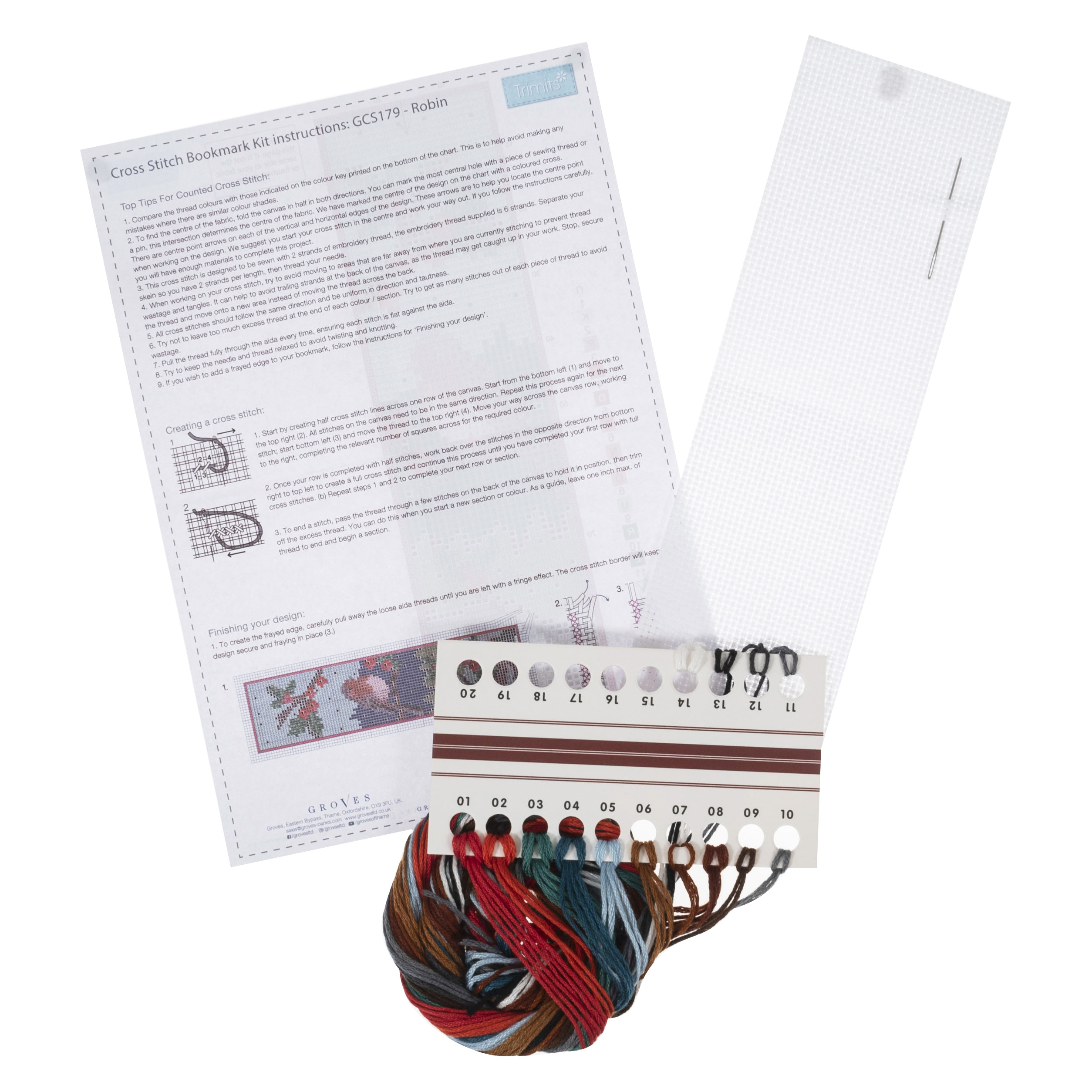 Counted Cross Stitch Kit: Bookmark: Robin - Image 2