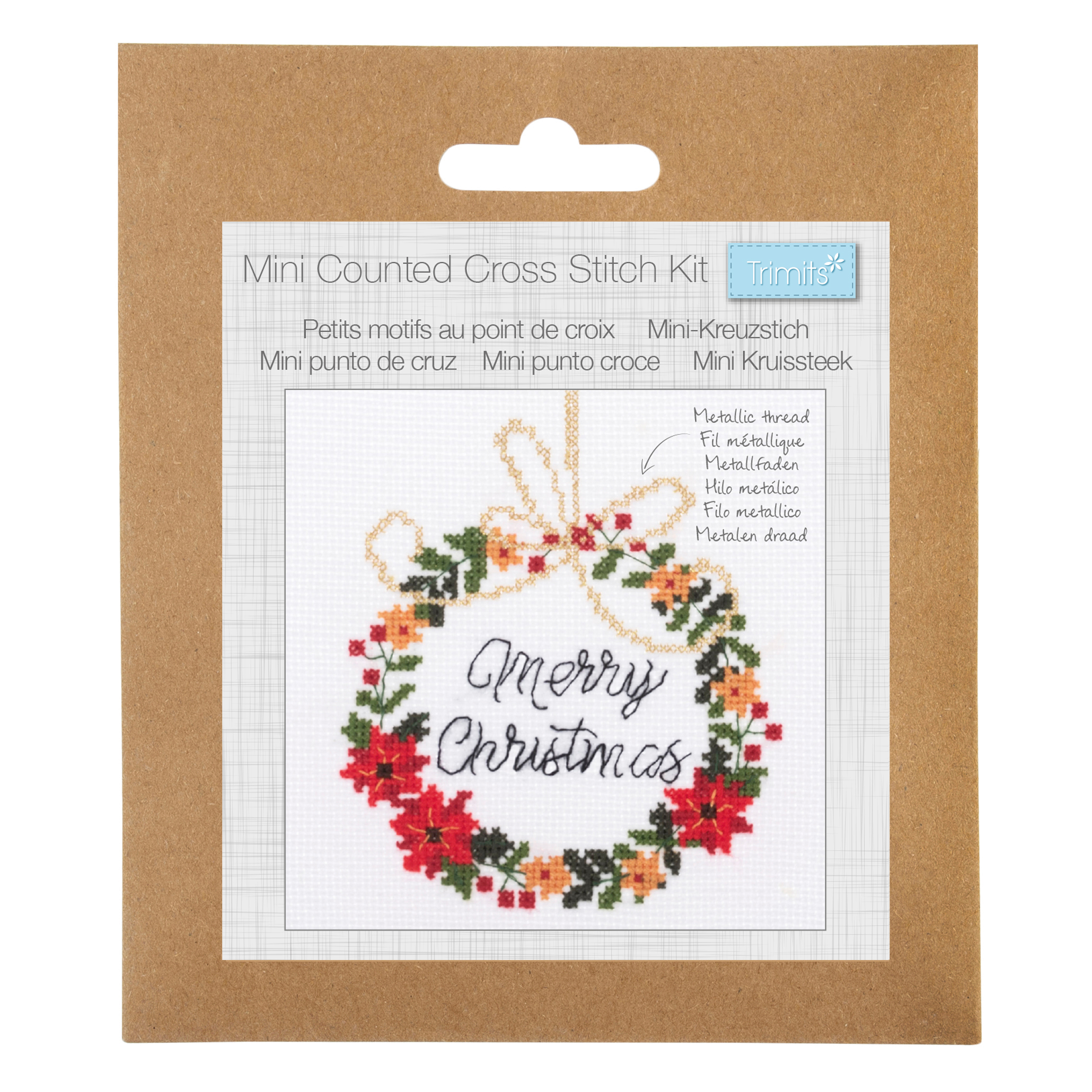 Counted Cross Stitch Kit: Mini: Christmas: Wreath