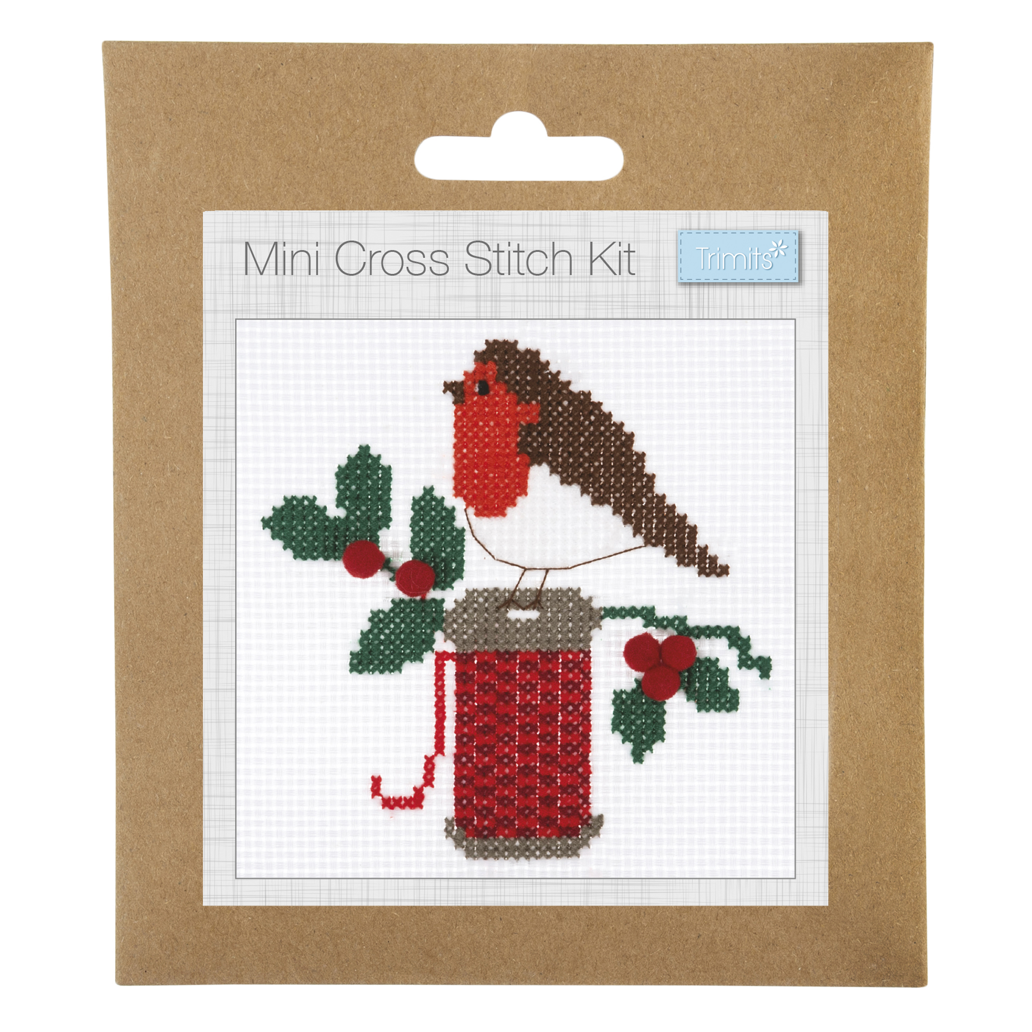 Counted Cross Stitch Kit: Mini: Christmas: Robin