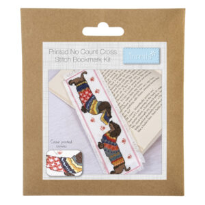 Printed Cross Stitch Kit: Bookmark: Dachshund in Jumper