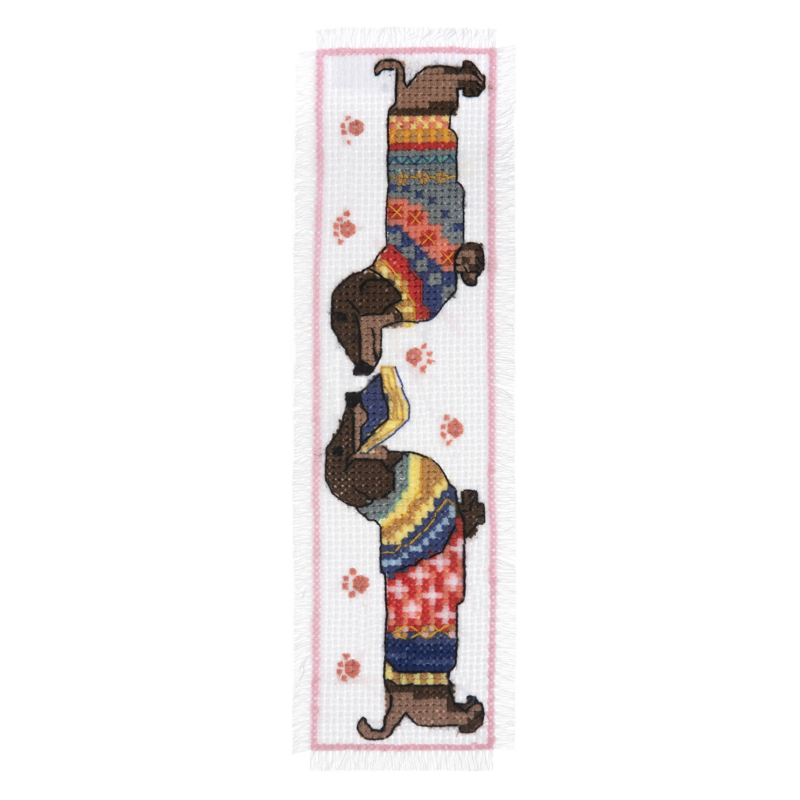 Printed Cross Stitch Kit: Bookmark: Dachshund in Jumper - Image 3