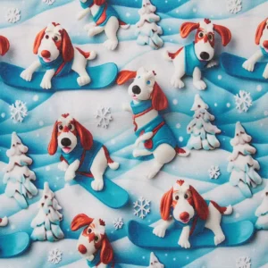 Digital Cotton 3D Dogs Blue