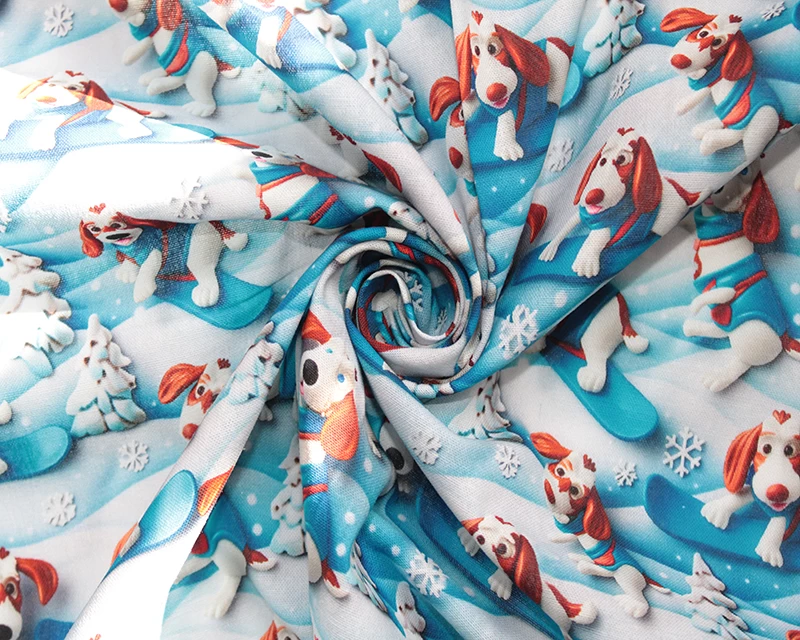 Digital Cotton 3D Dogs Blue - Image 3