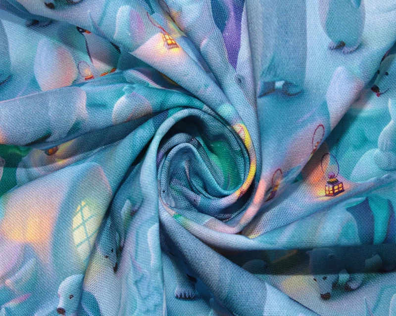 Digital Cotton 3D Polar Bears Blue - Image 2