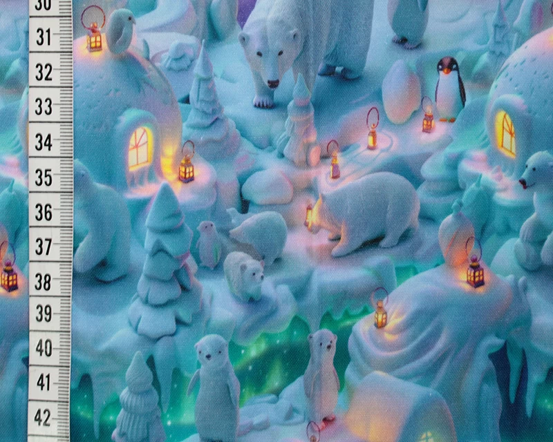 Digital Cotton 3D Polar Bears Blue - Image 3