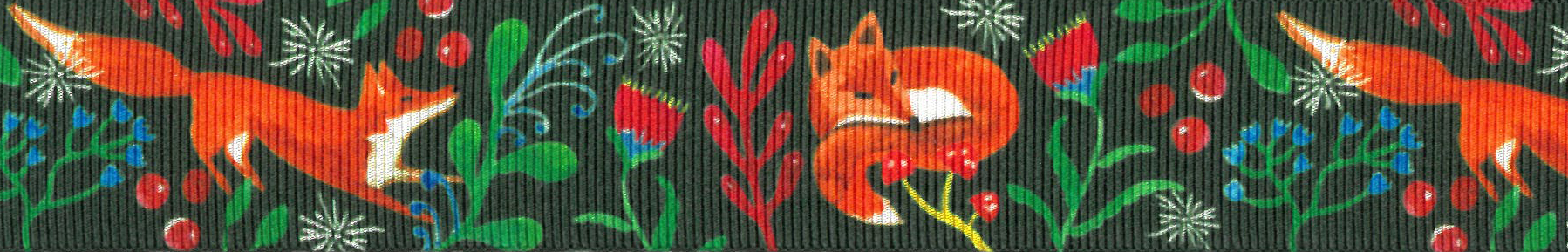 Ribbon: Fox Friends: 25mm: Green and Multi