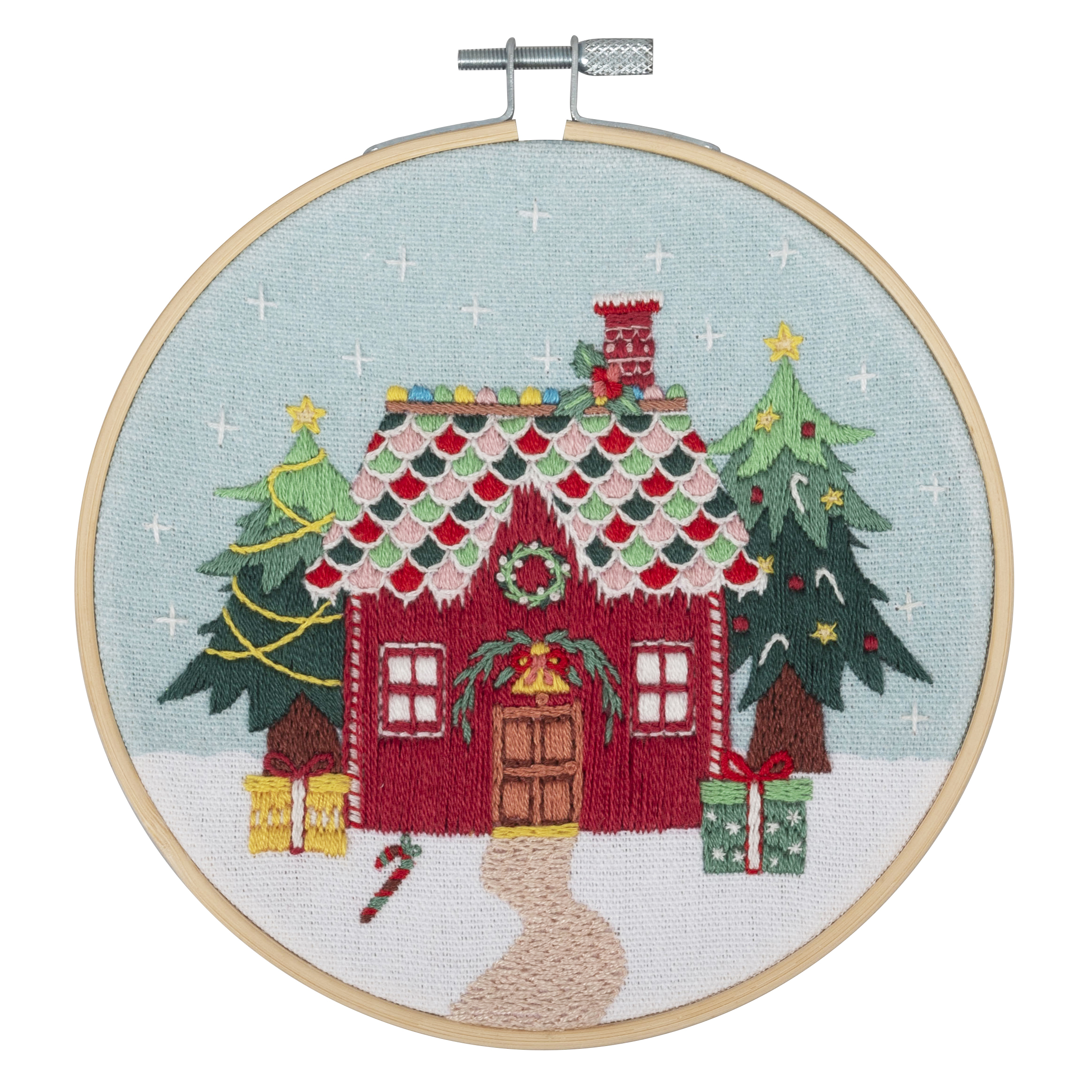Embroidery Kit with Hoop: Christmas Cottage - Image 3