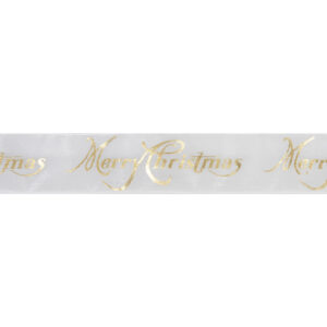 32mm Gold Merry Christmas Organza Ribbon