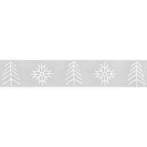 Printed White Trees & Snowflakes 32mm Organza Ribbon