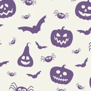 Festive Pumpkins - White - Polycotton